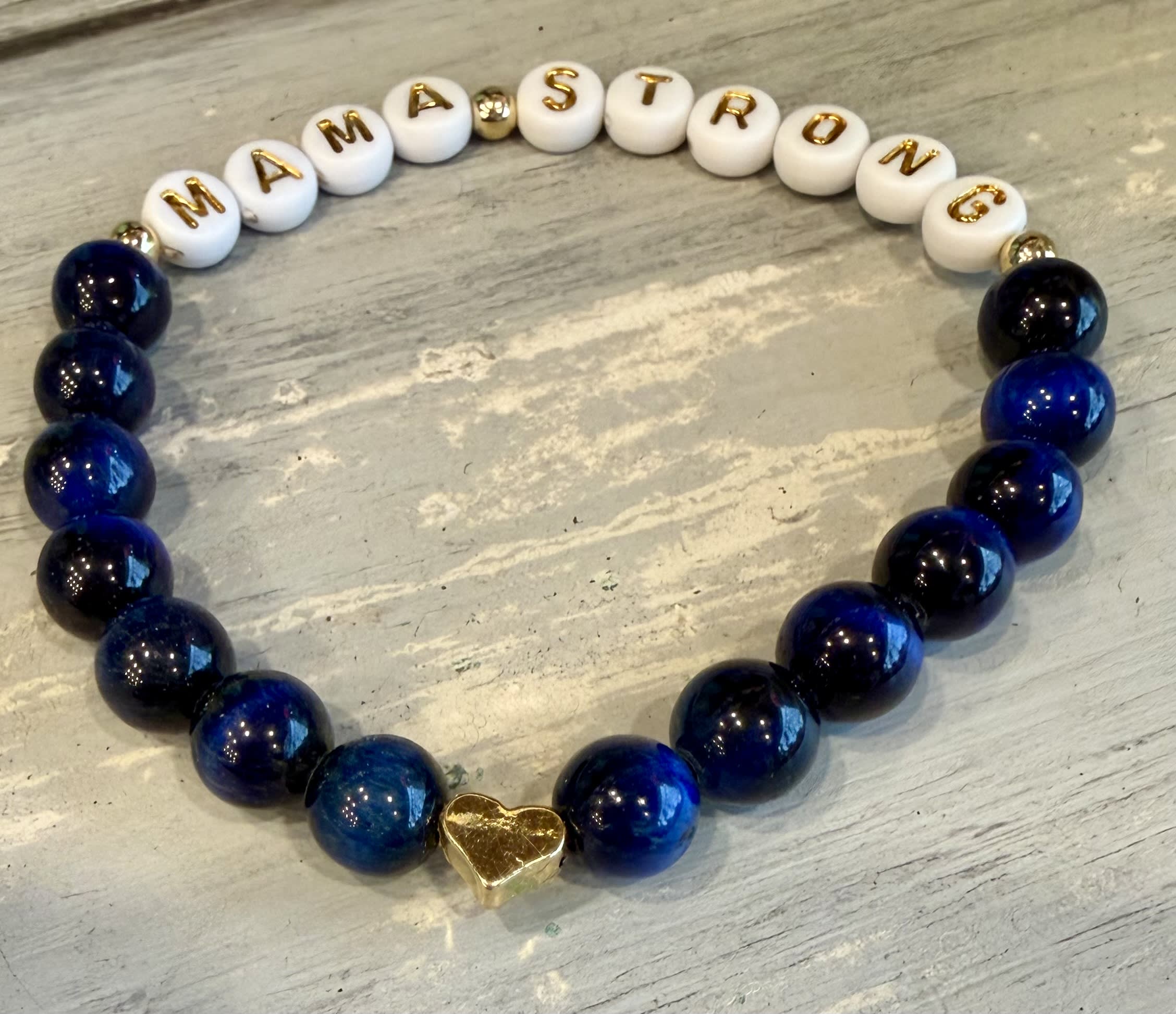 Mama Strong Blue Tiger Eye Bracelet