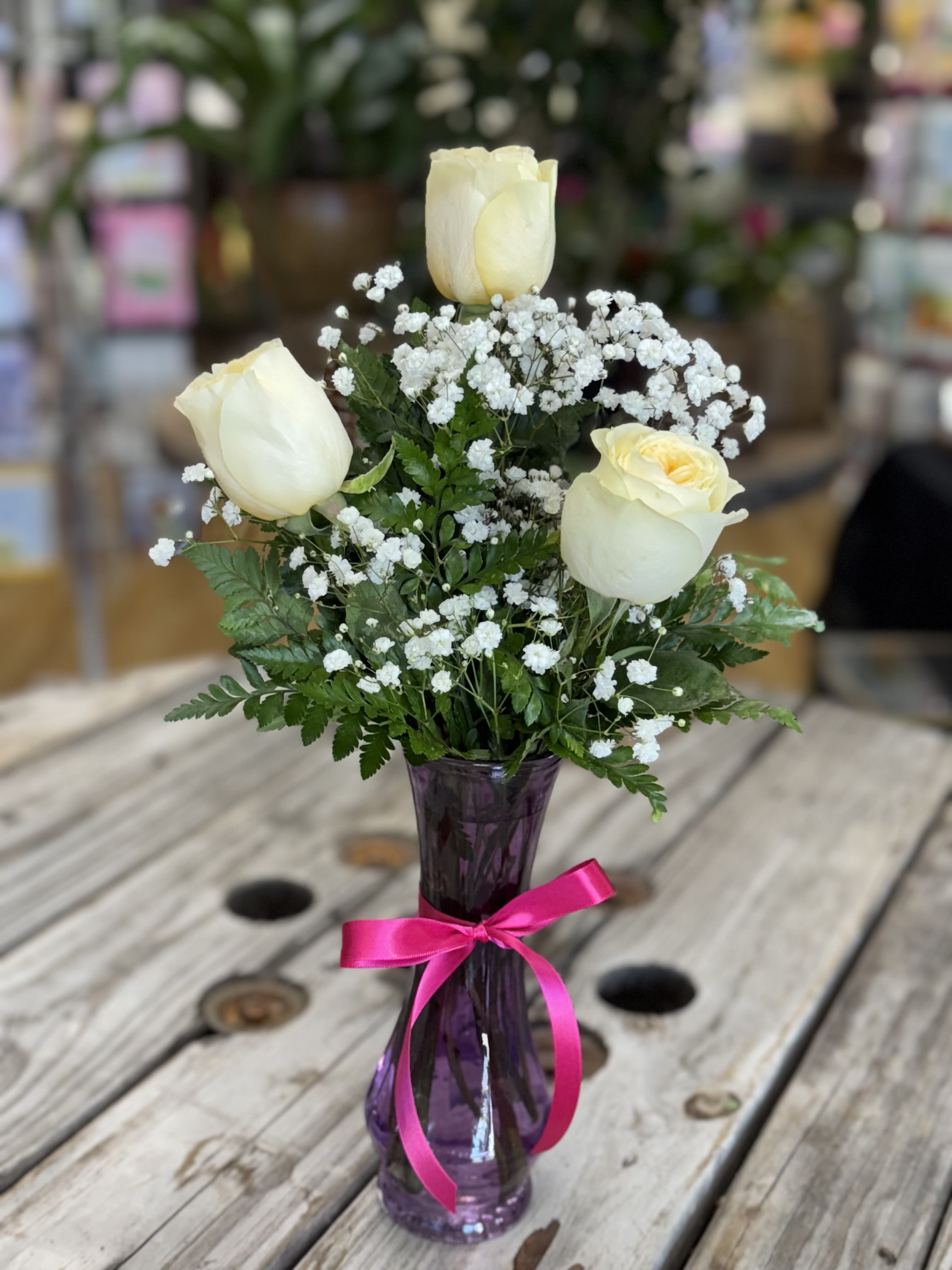 Blooming Devotion Three Rose Vase