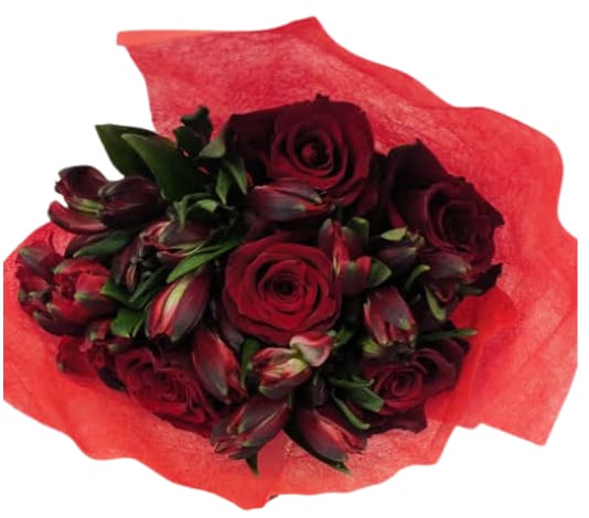 (CHOOSE COLOR) Roses & Alstro Wrapped Bouquet CB-RA Flower Bouquet