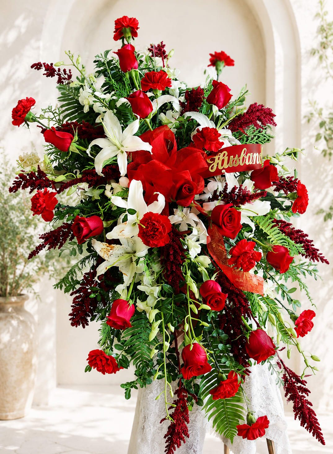 August Spray, Red and White Flower Bouquet