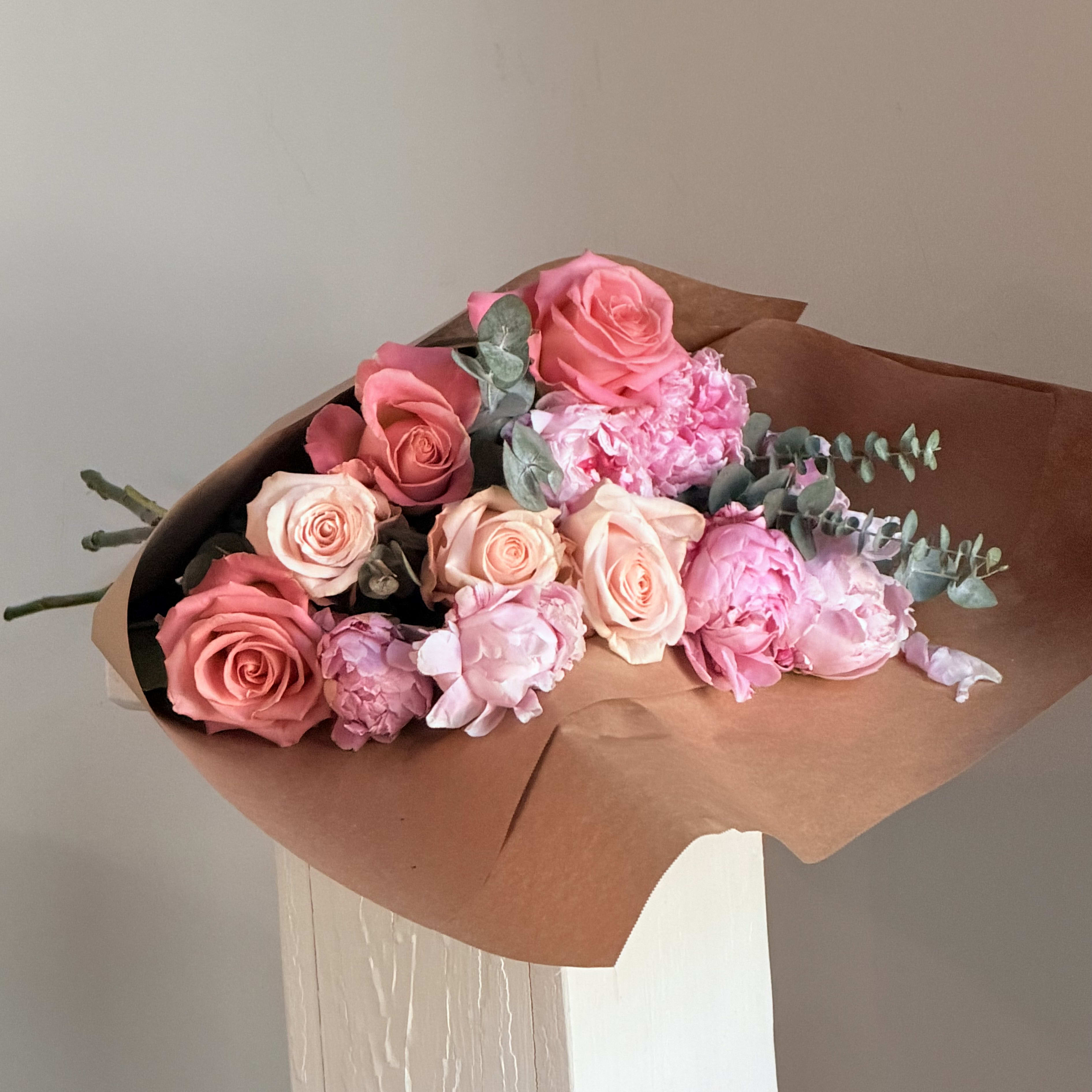 Peonies & Rose Flower Bouquet