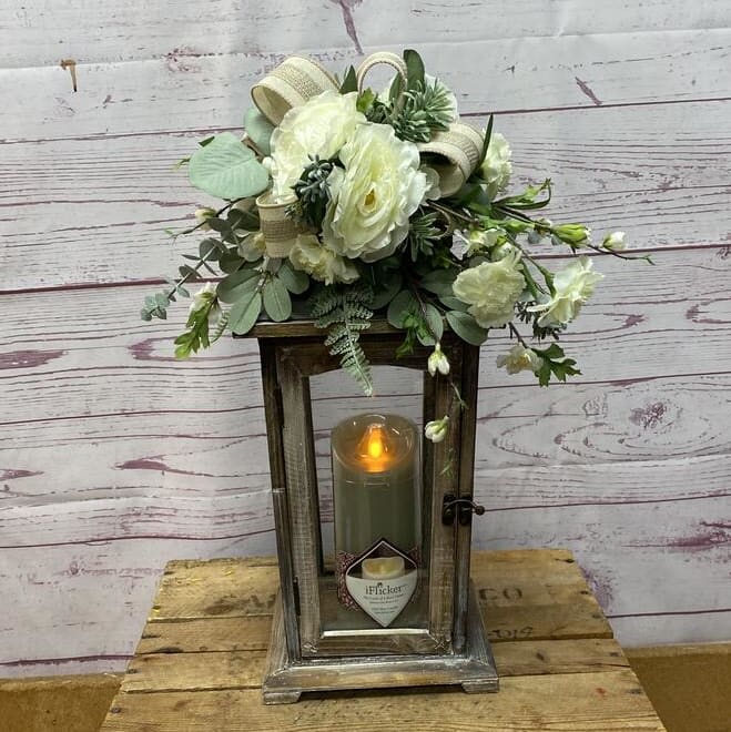 Calming Rustic Charm Silk (Artificial) Lantern Flower Bouquet