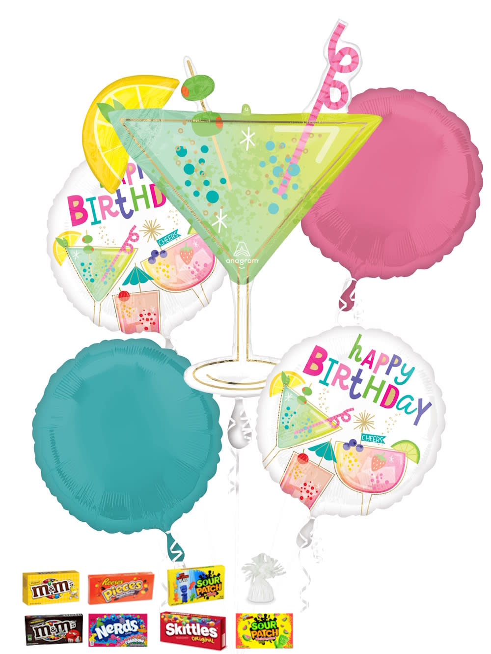 Cocktail Surprise Birthday Balloon Bouquet Flower Bouquet