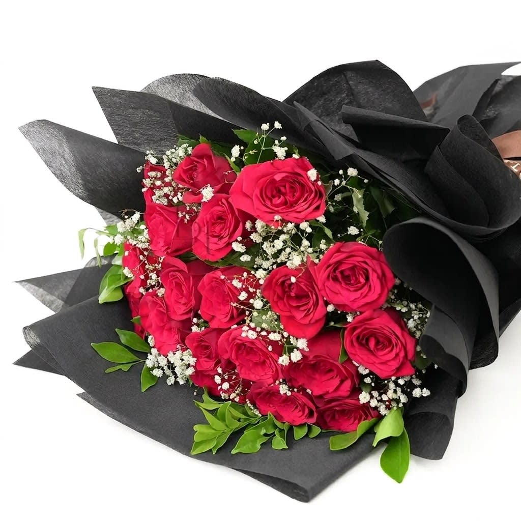 Wrapped Red Rose Bouquet