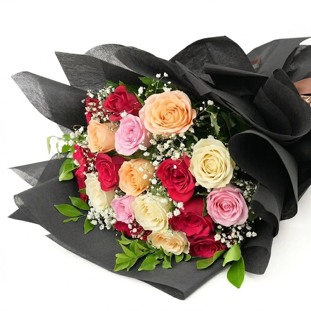Wrapped Single Color Rose Bouquet