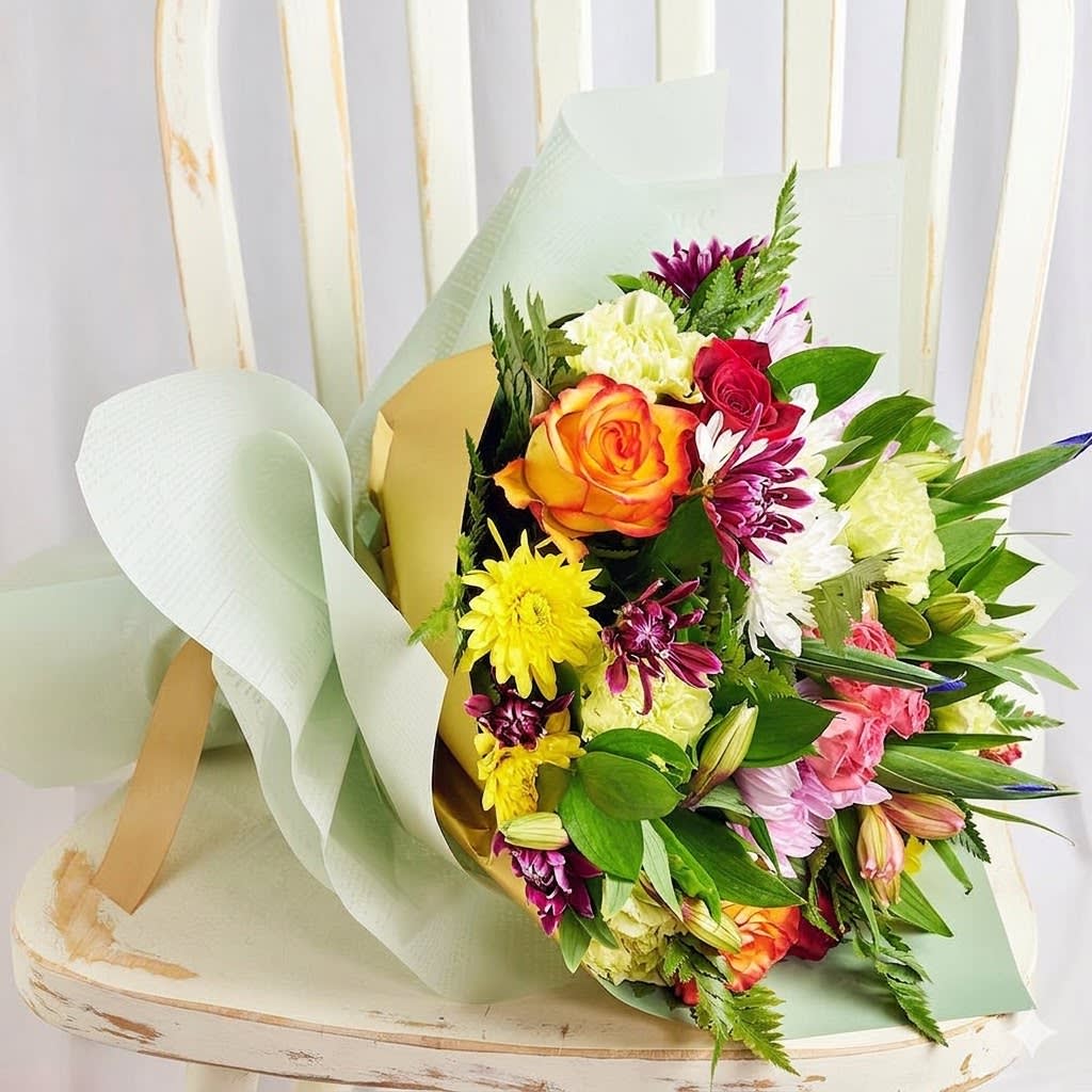 Wrapped Mixed Floral Bouquet