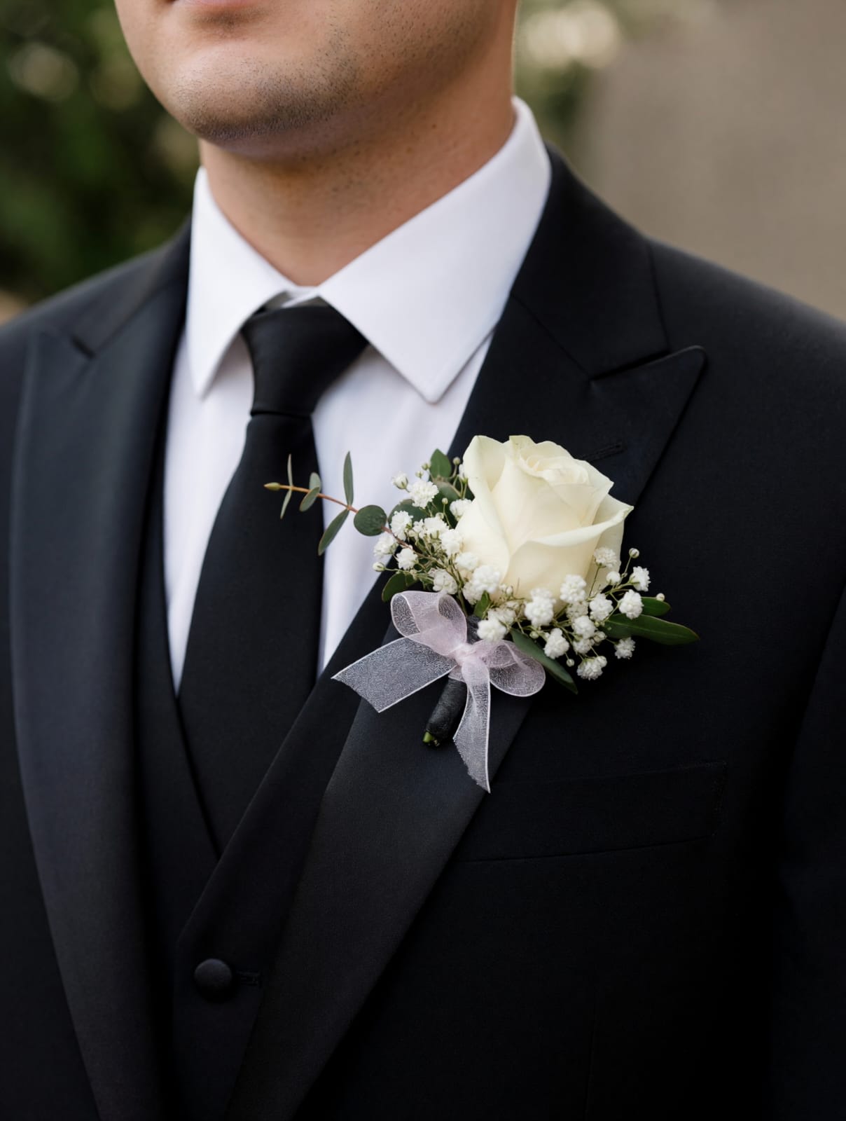 Classic White Boutonniere Flower Bouquet