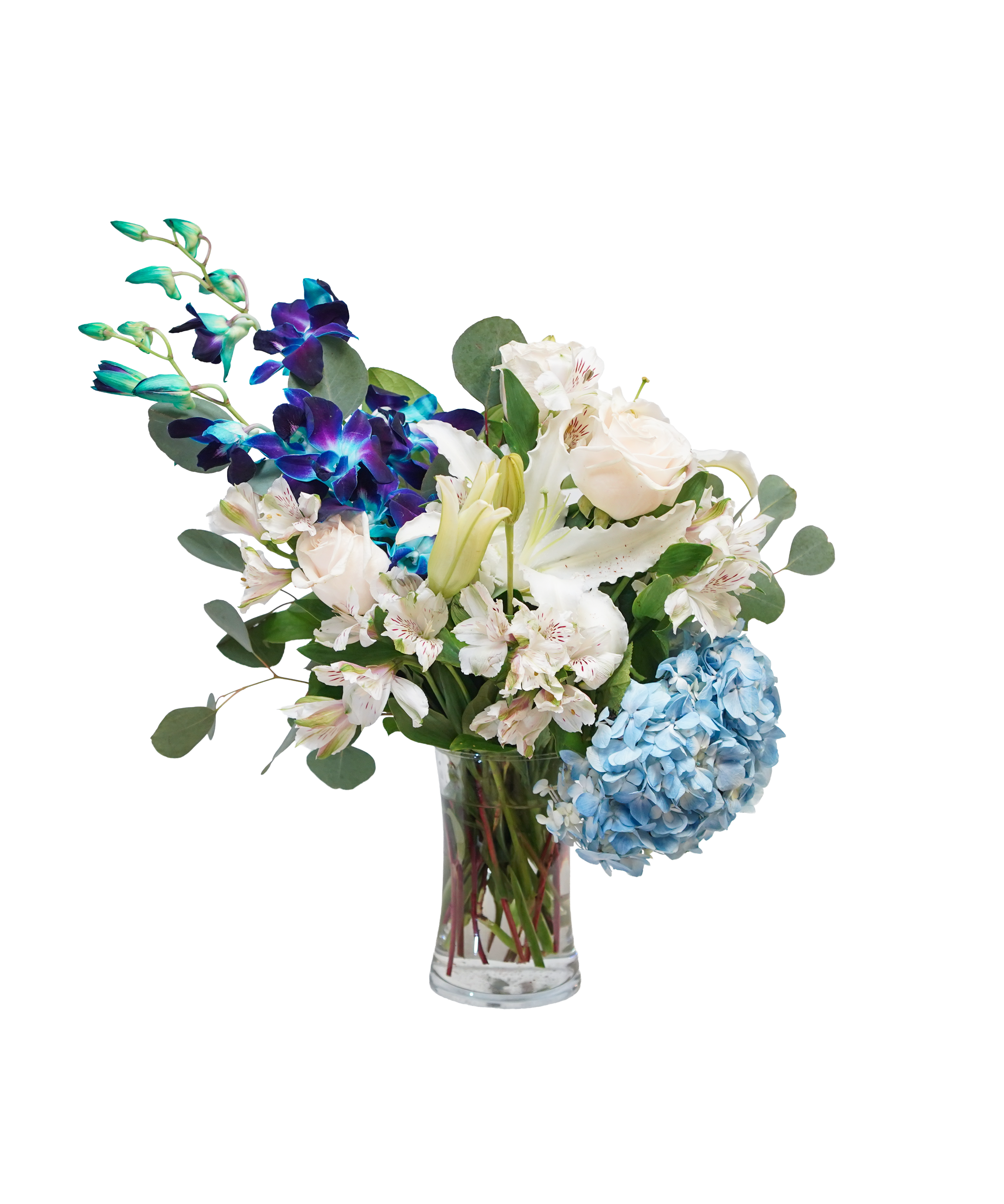 AF-29 Arreglo de orquideas, hortensia, alstroemerias, rosas y lirios