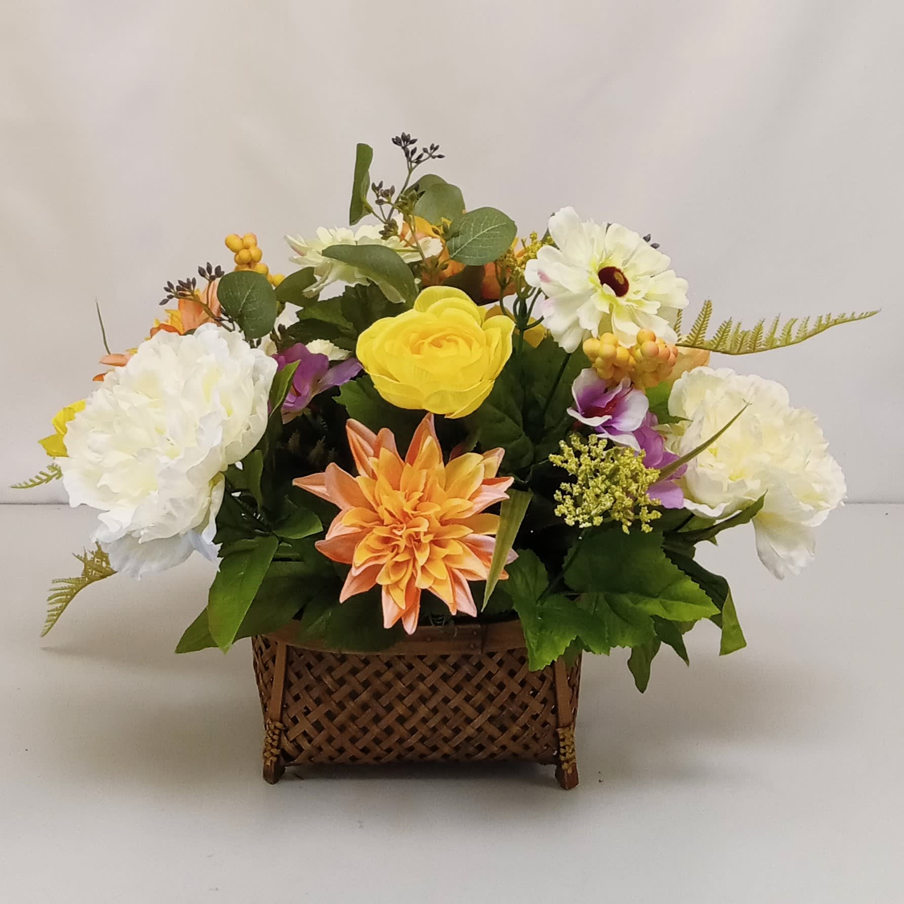Weave Basket Silk Flower Bouquet