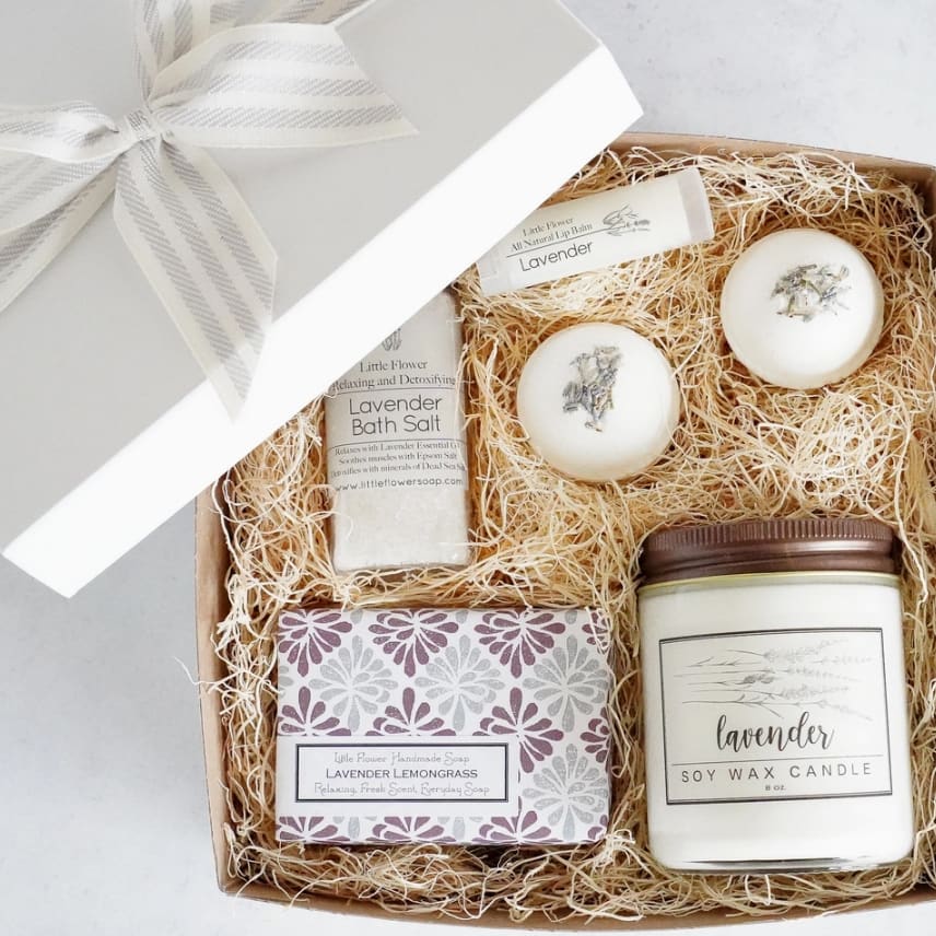 Luxury Lavender Spa Gift Box Flower Bouquet