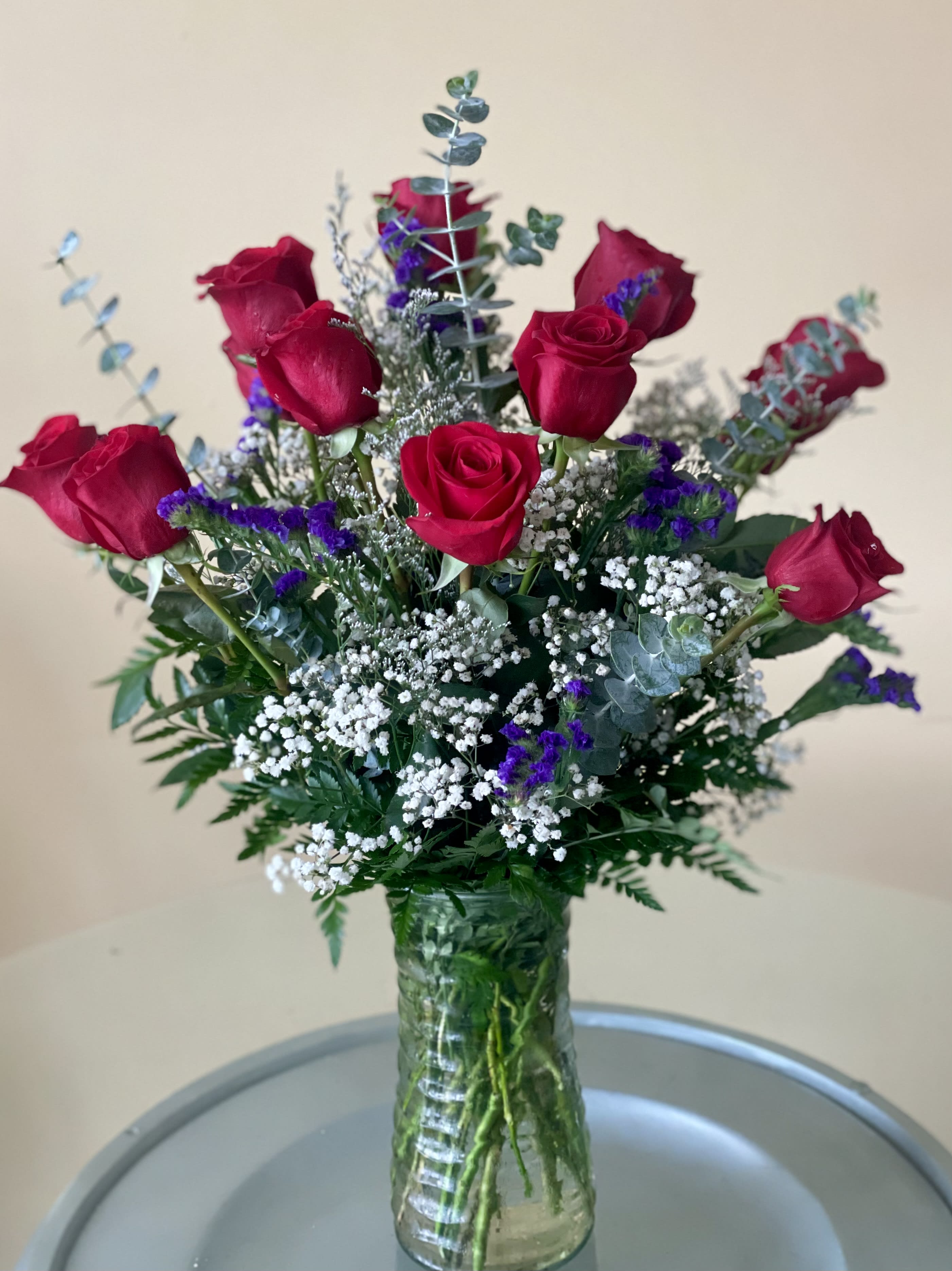 Classic Dozen Rose Bouquet Rose - Pick Your  Color Flower Bouquet