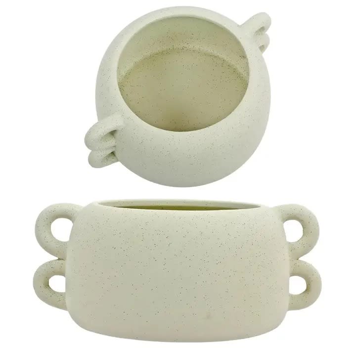 Ceramic Planter with Loop Edges Flower Bouquet