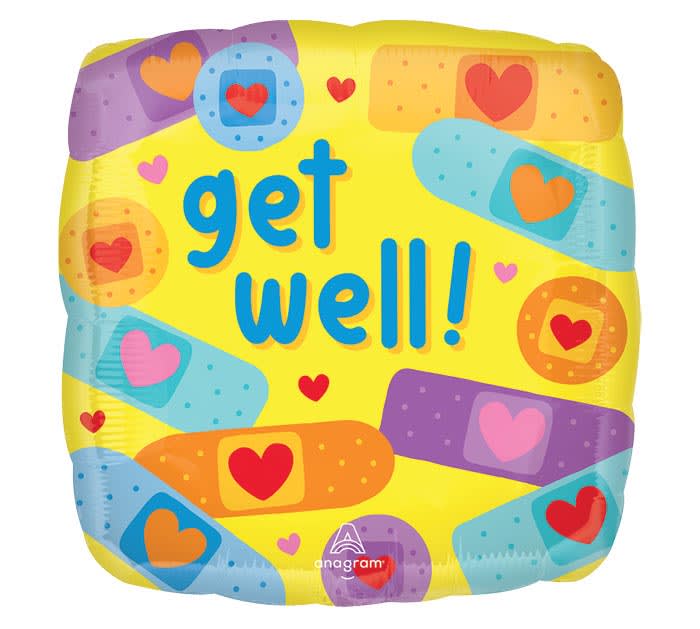17''  GET WELL PATCH SQUARE HEXL