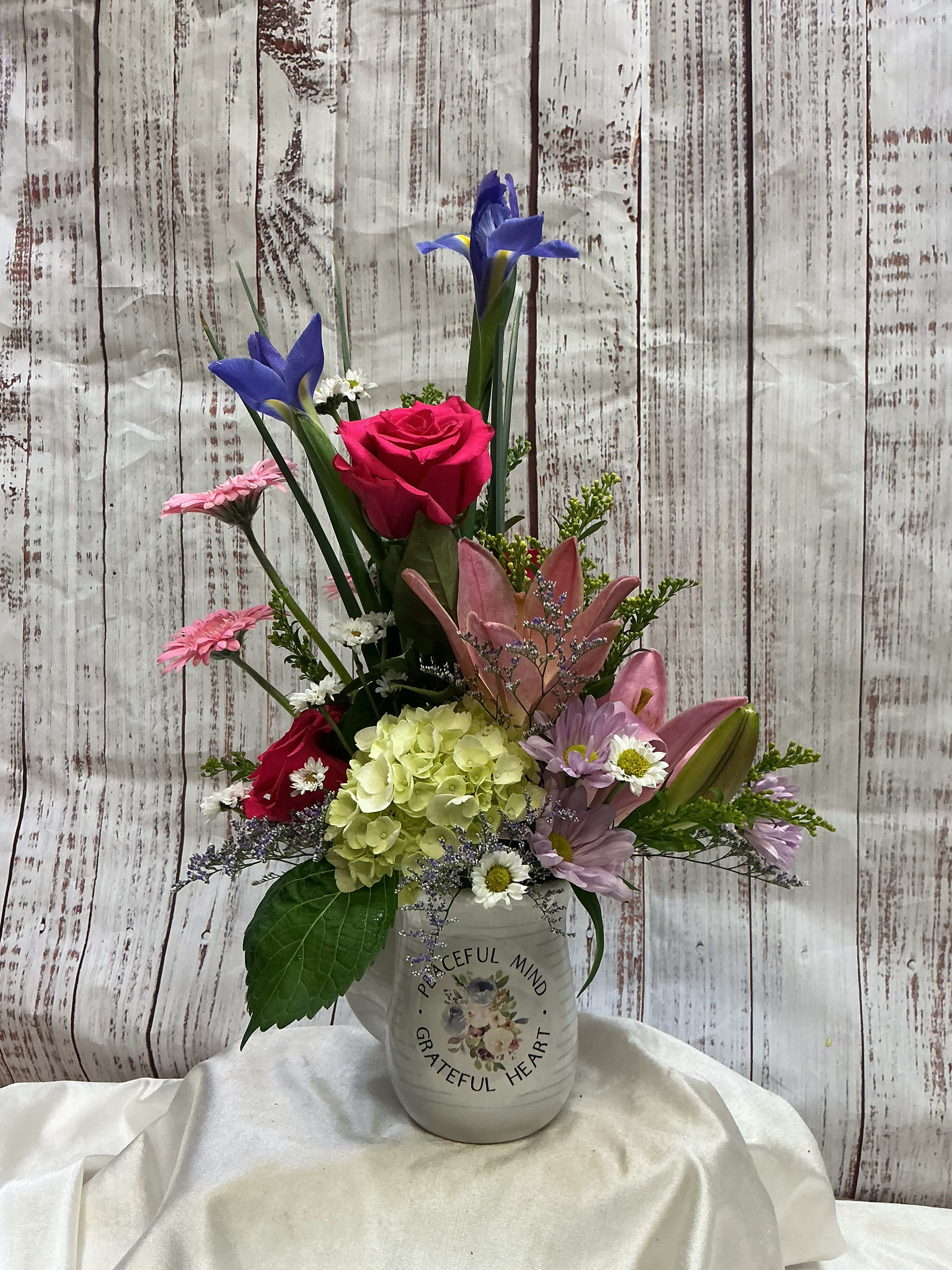 Grateful Heart Mug Flower Bouquet