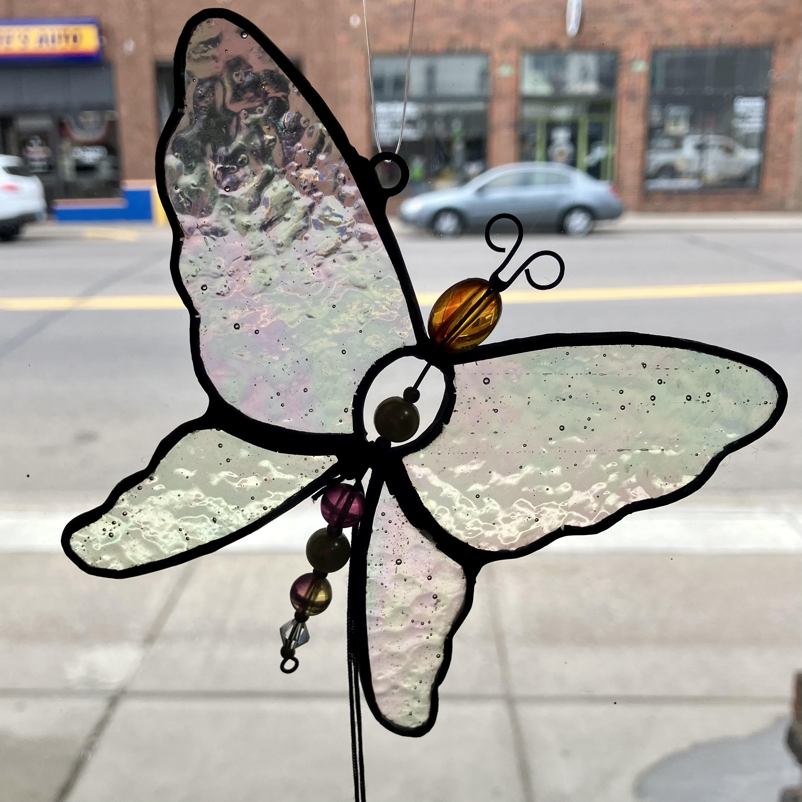 Stained glass Butterfly Flower Bouquet