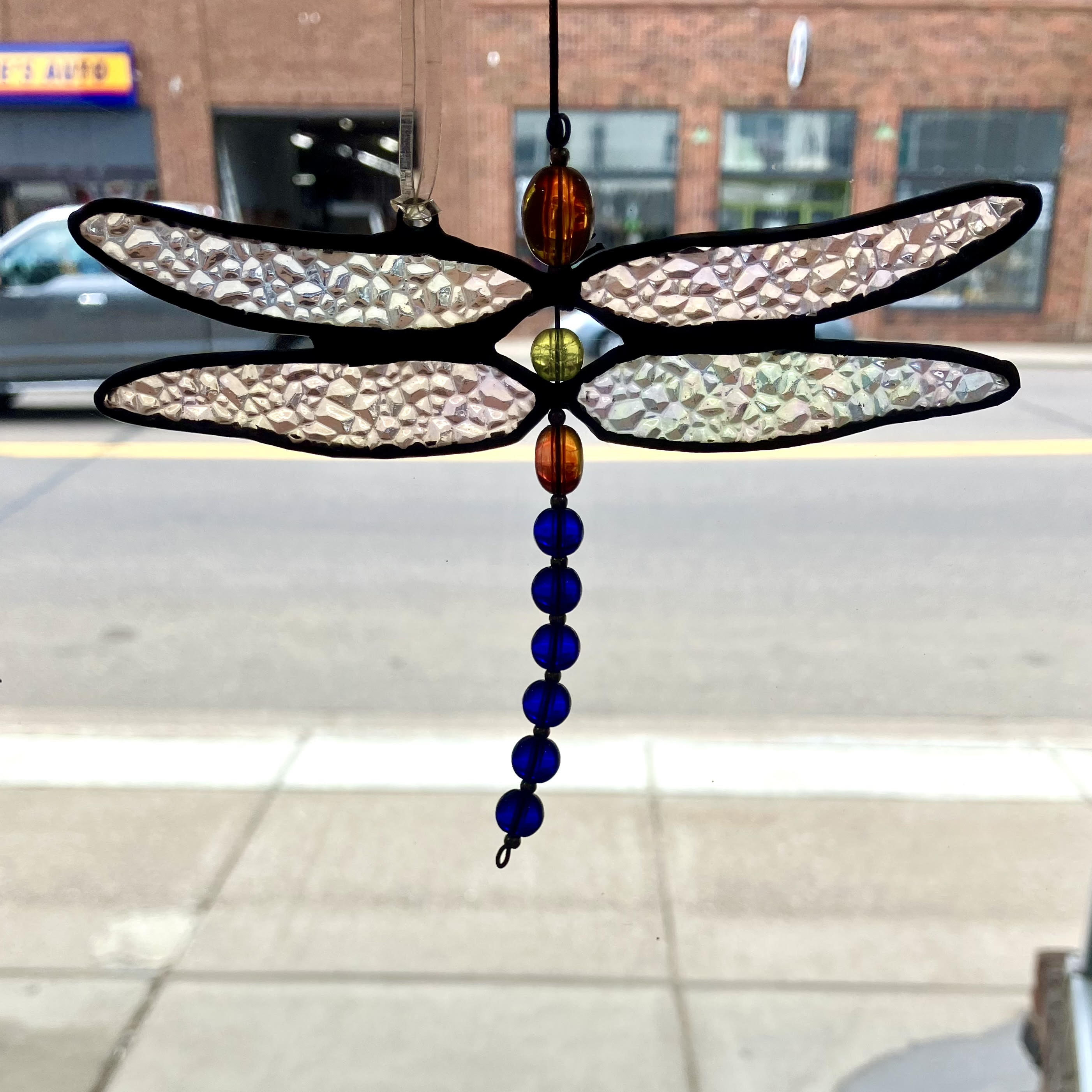 stained glass Dragonfly Flower Bouquet
