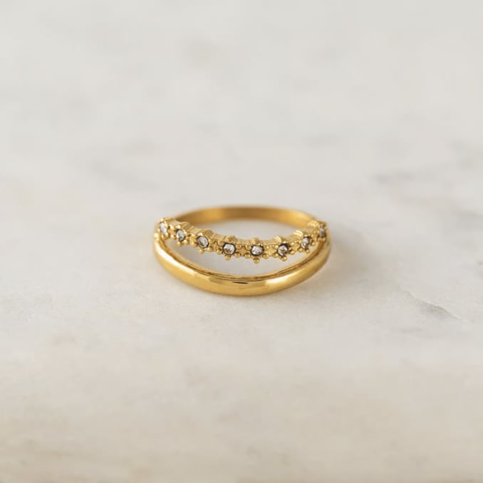 Saturn Double Ring - Gold Flower Bouquet