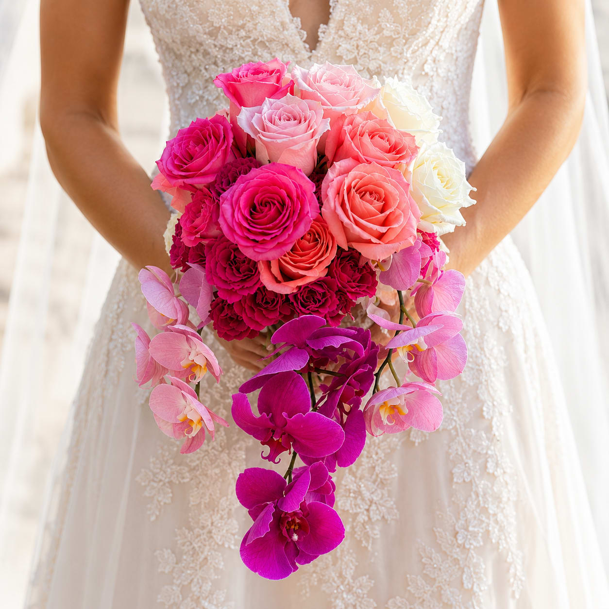 Pink Ombre Cascade Bouquet Flower Bouquet