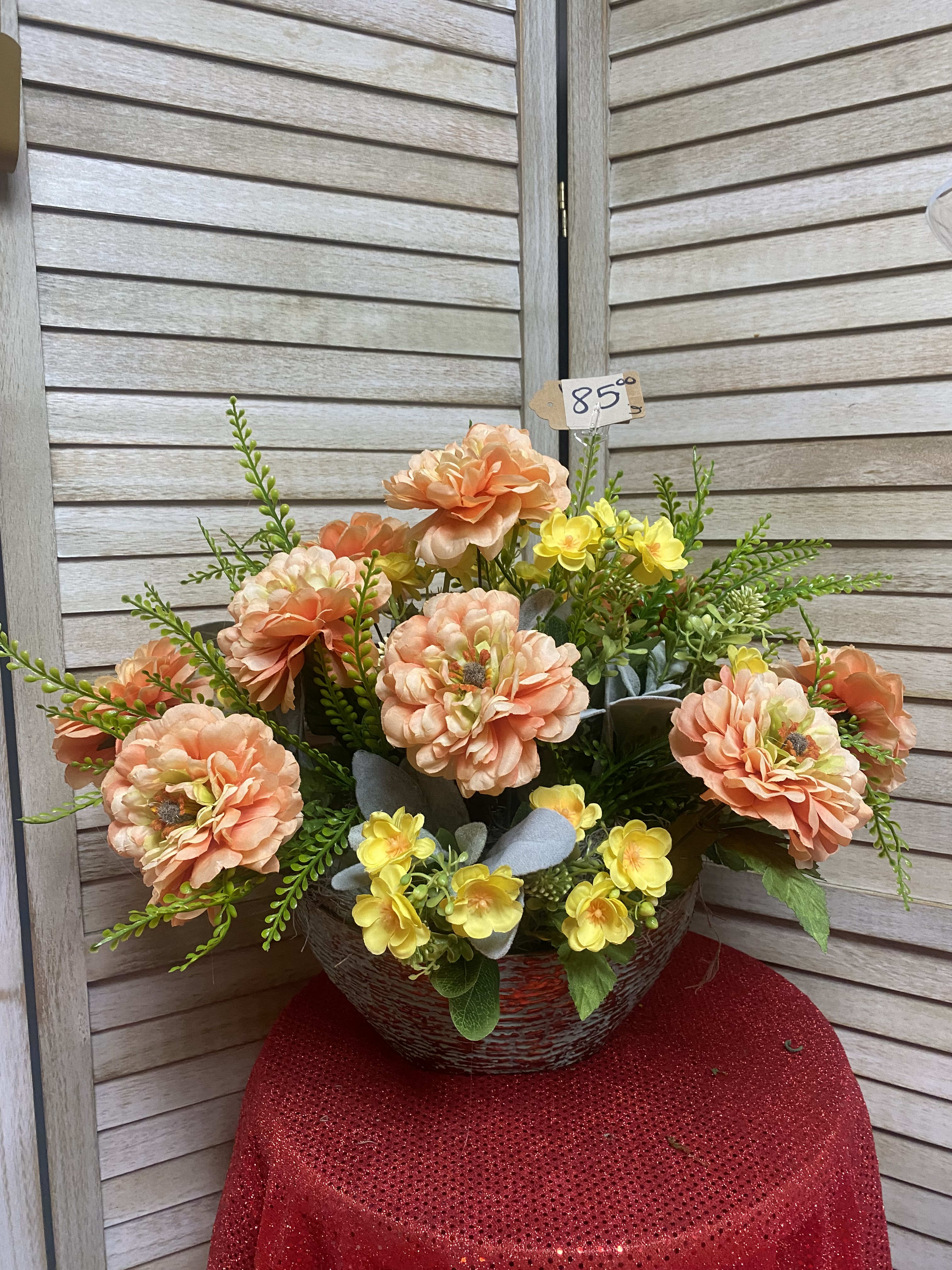 silk spring peach color arrangement