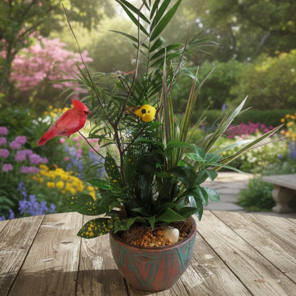 Tweet Dish Garden Flower Bouquet