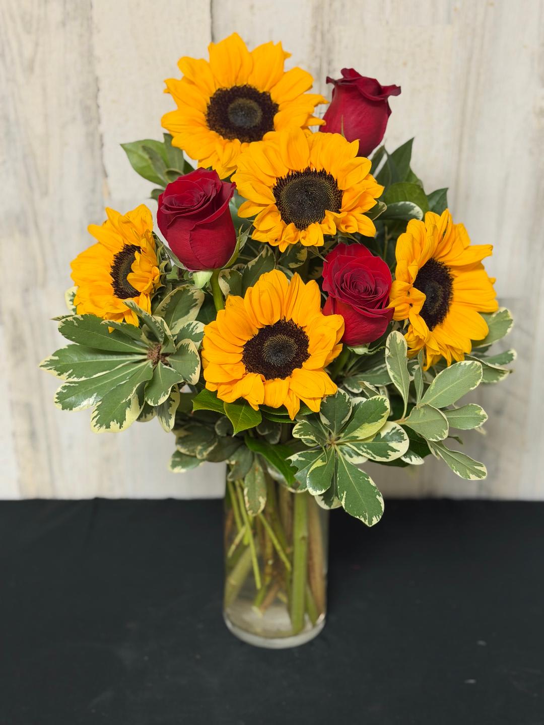 Sunshine and Roses Flower Bouquet