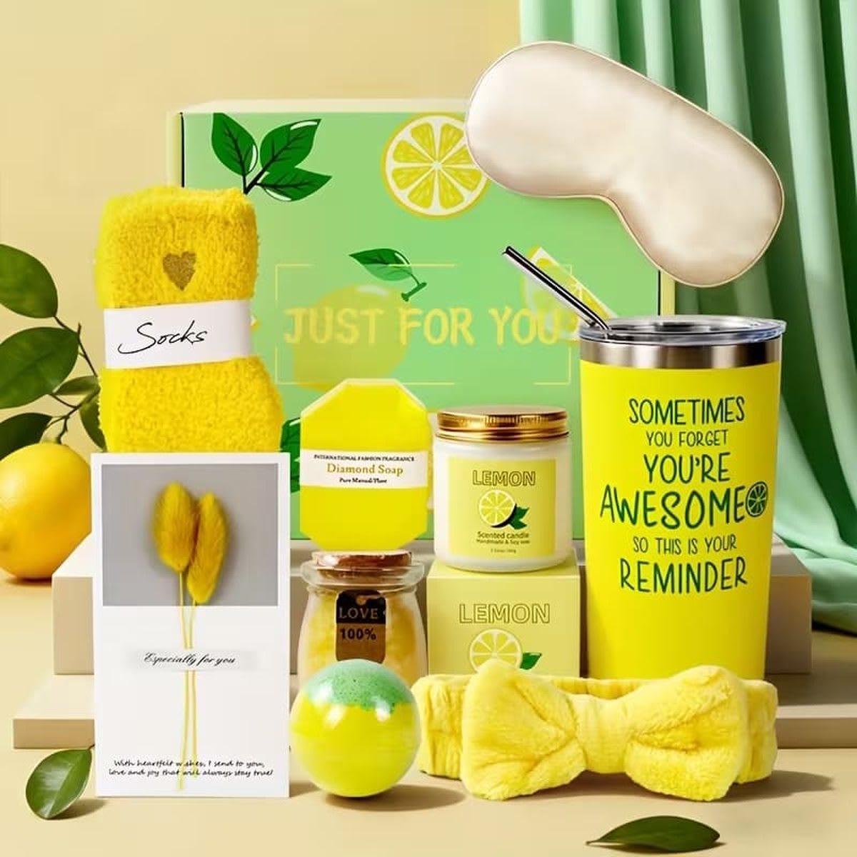 Sunshine Spa Gift Box – “Just for You” Lemon Self-Care Set Flower Bouquet