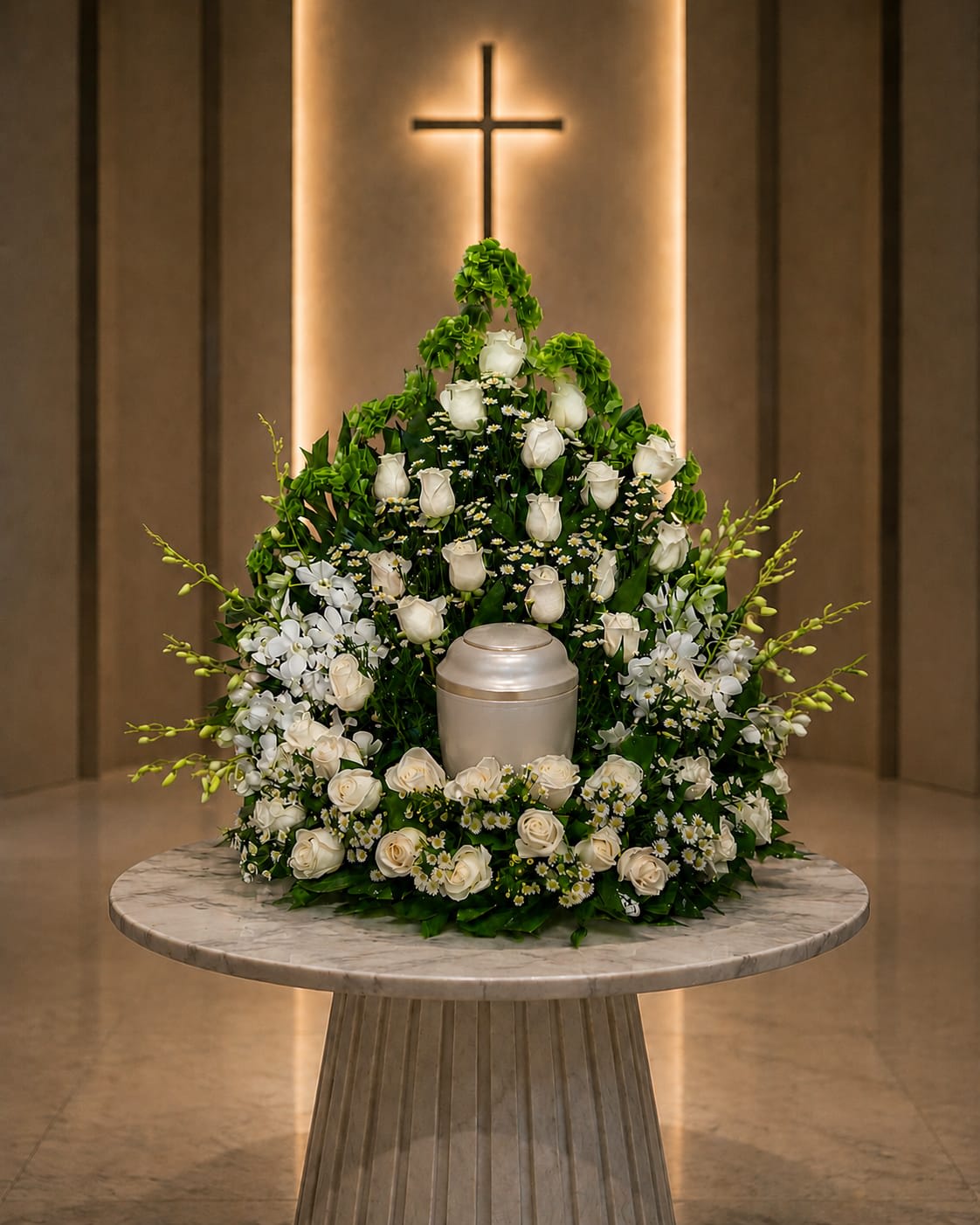 AU-8 Arreglo para urna de rosas y orquí­deas