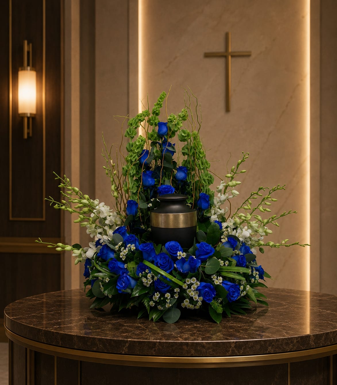 AU-10 Arreglo para urna de rosas y orquídeas