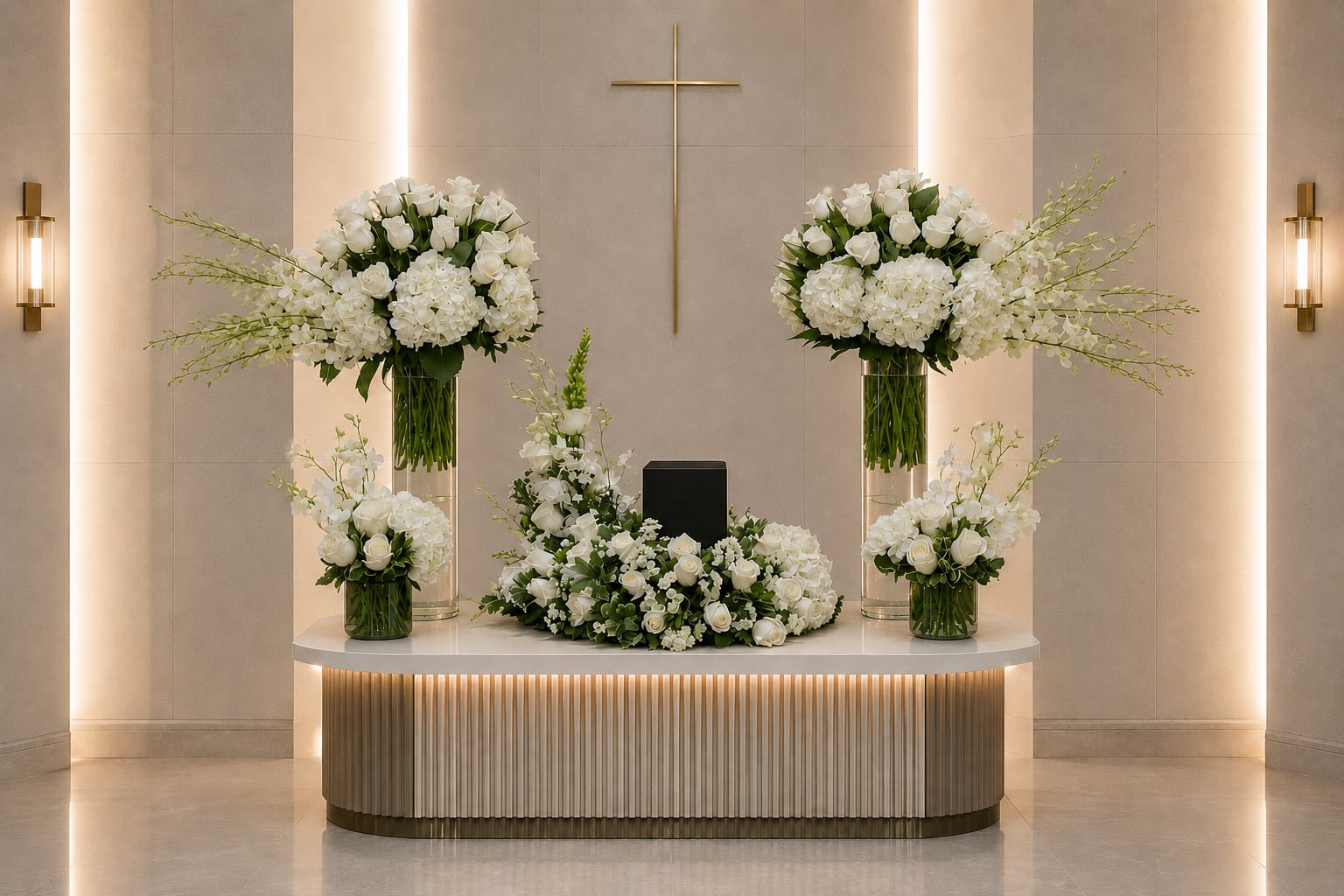 SAU-5 Set de urna rosas, hortensias y orquídeas