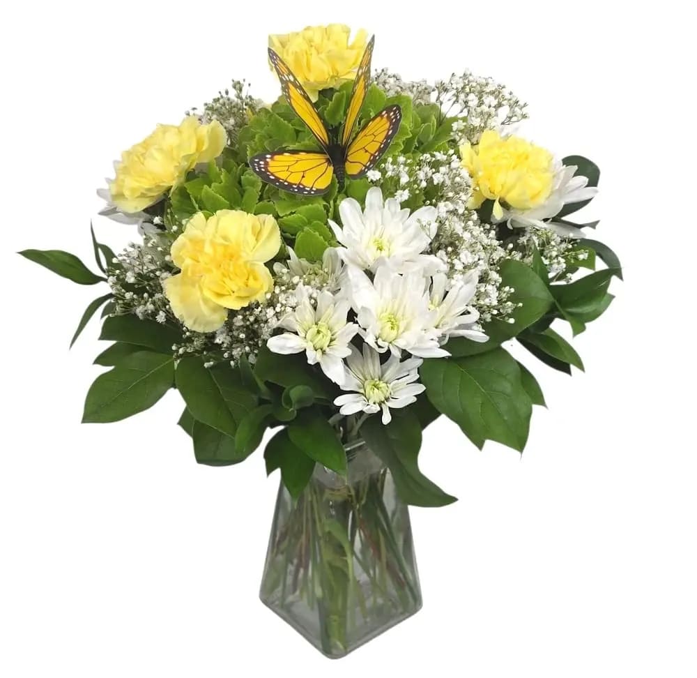 Golden Butterfly Garden Flower Bouquet