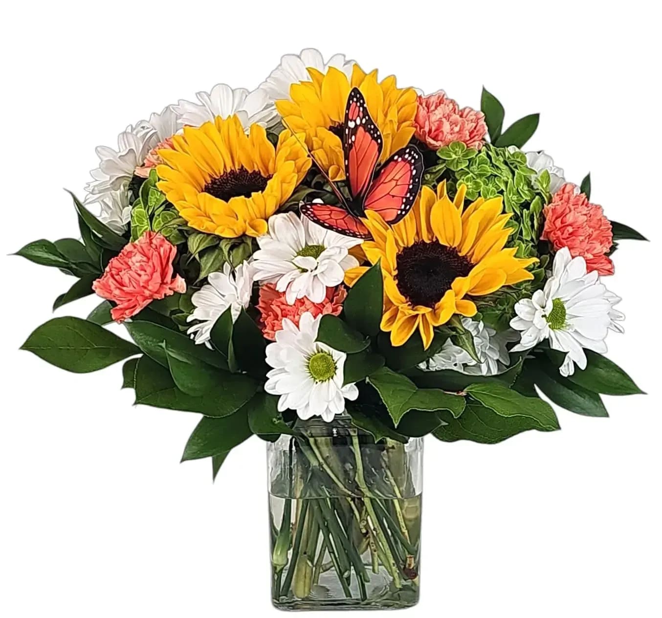 Tangerine W/Butterfly Flower Bouquet