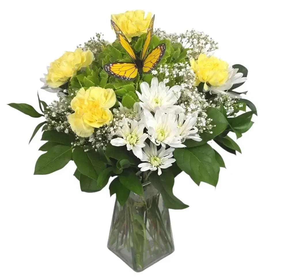 Golden Butterfly Garden Flower Bouquet