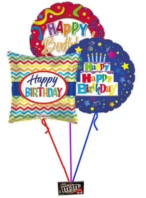 3 Happy Birthday Balloons With Candy