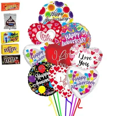 9 I Love You and Happy Anniversary Balloons