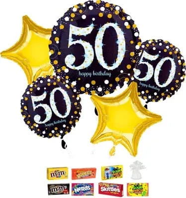 Happy 50th Birthday Balloon & Candy Bundle – Colorado Springs Delivery Flower Bouquet