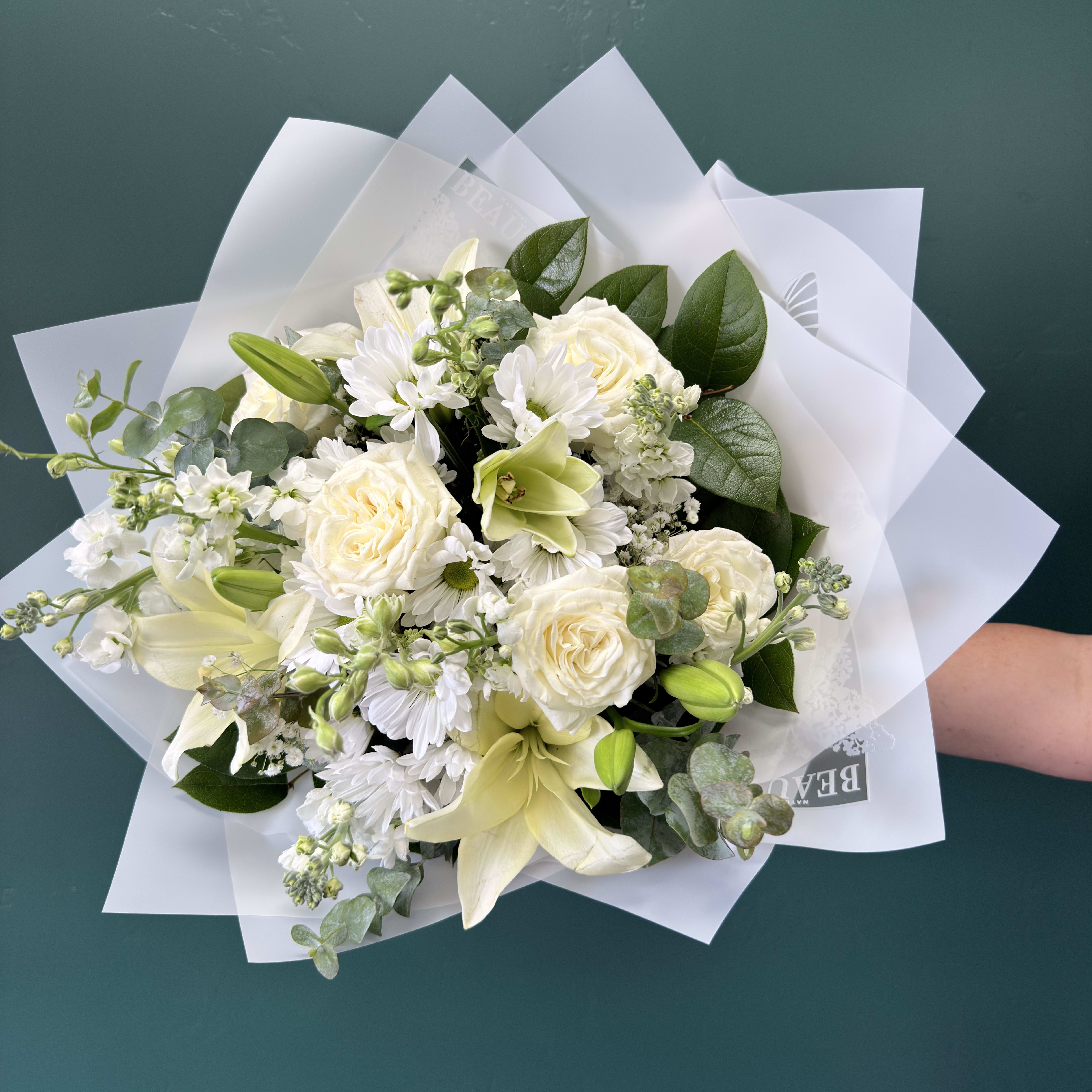 Lovely Linen Wrapped By Elite Flower Bouquet