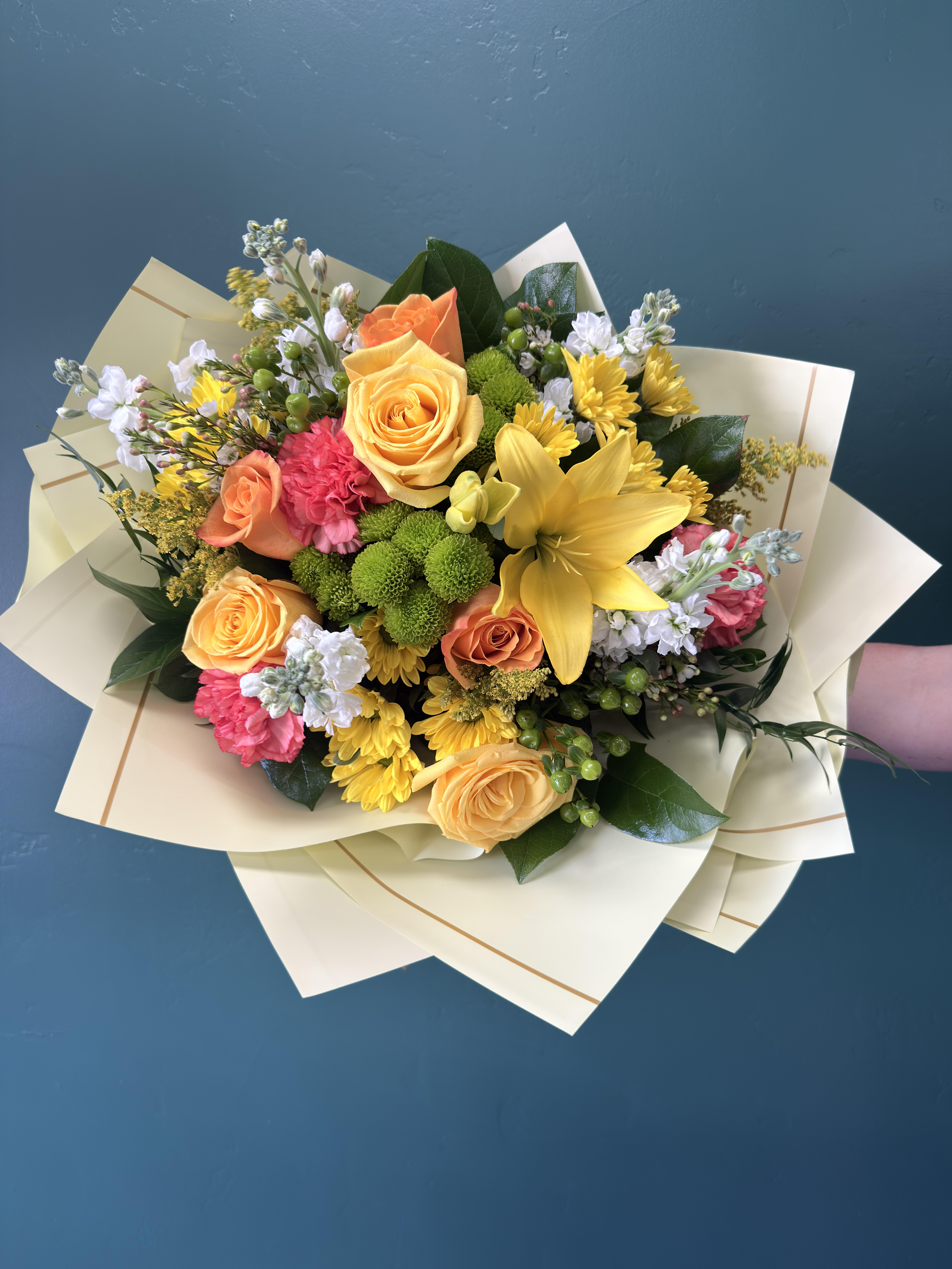 Citrus Surprise Wrapped By Elite Flower Bouquet