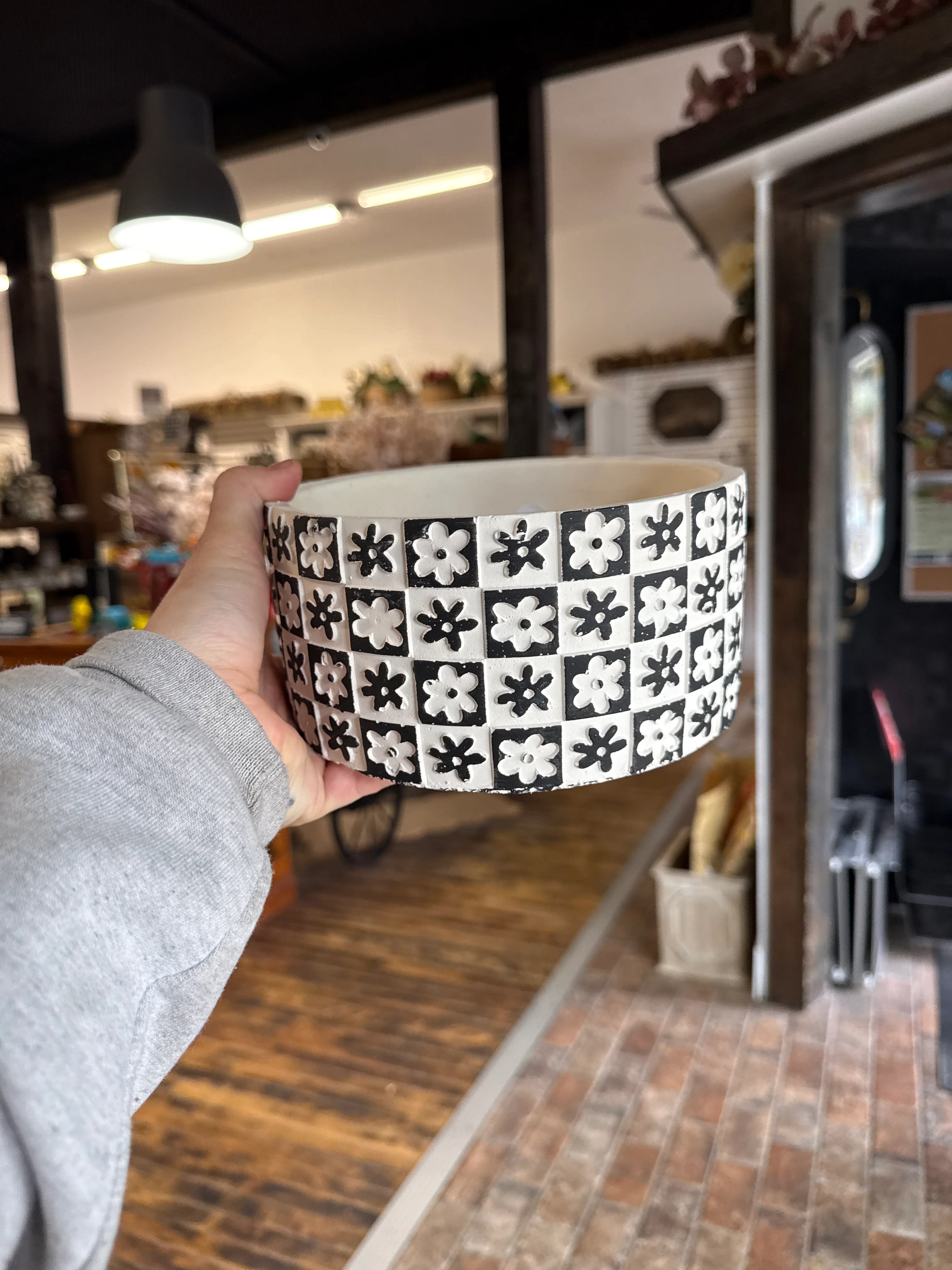 Black and white planter Flower Bouquet