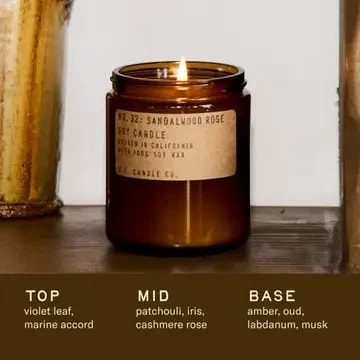 Sandalwood Rose - 7.2 oz Standard Soy Candle Flower Bouquet