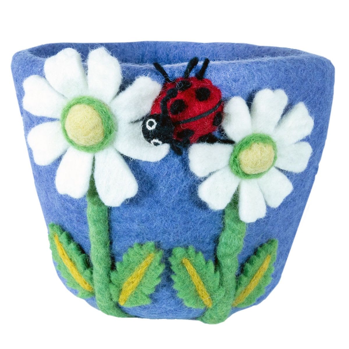 Daisy Lady Bug Felt Pot Flower Bouquet