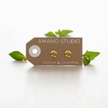 Gold Cherry Stud Earrings