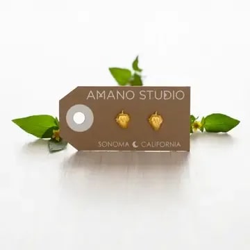 Golden Strawberry Stud Earrings