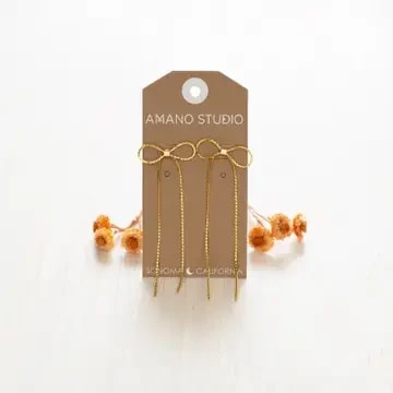 Long Bow Stud Earrings