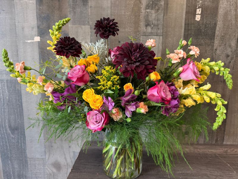 Burgandy Dahlia Delight Arrangement Flower Bouquet