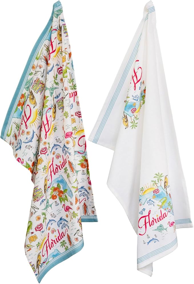 Florida Tea Towels - Rosanne Beck State Collection Set of 2 Flower Bouquet