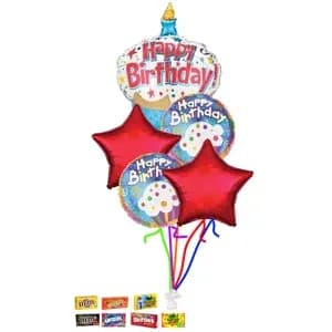 Happy Birthday Cupcake Balloon Bouquet – Colorado Springs Delivery Flower Bouquet