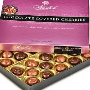 Abdallah Chocolates Cover Cherries 1 lb Flower Bouquet