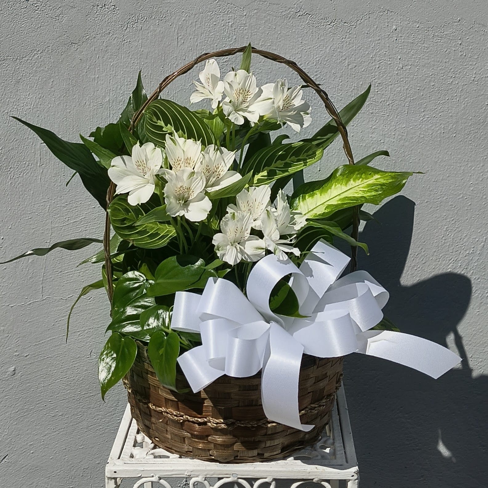 Emerald Garden Basket Flower Bouquet
