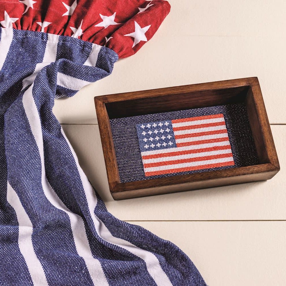 American Flag Needlepoint Tray