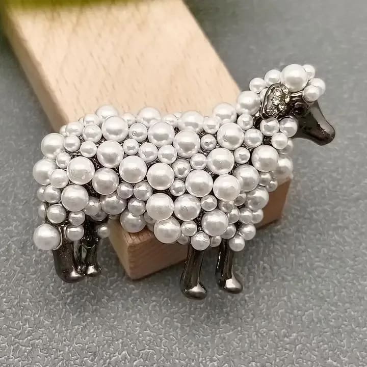 Sheep Brooch Flower Bouquet